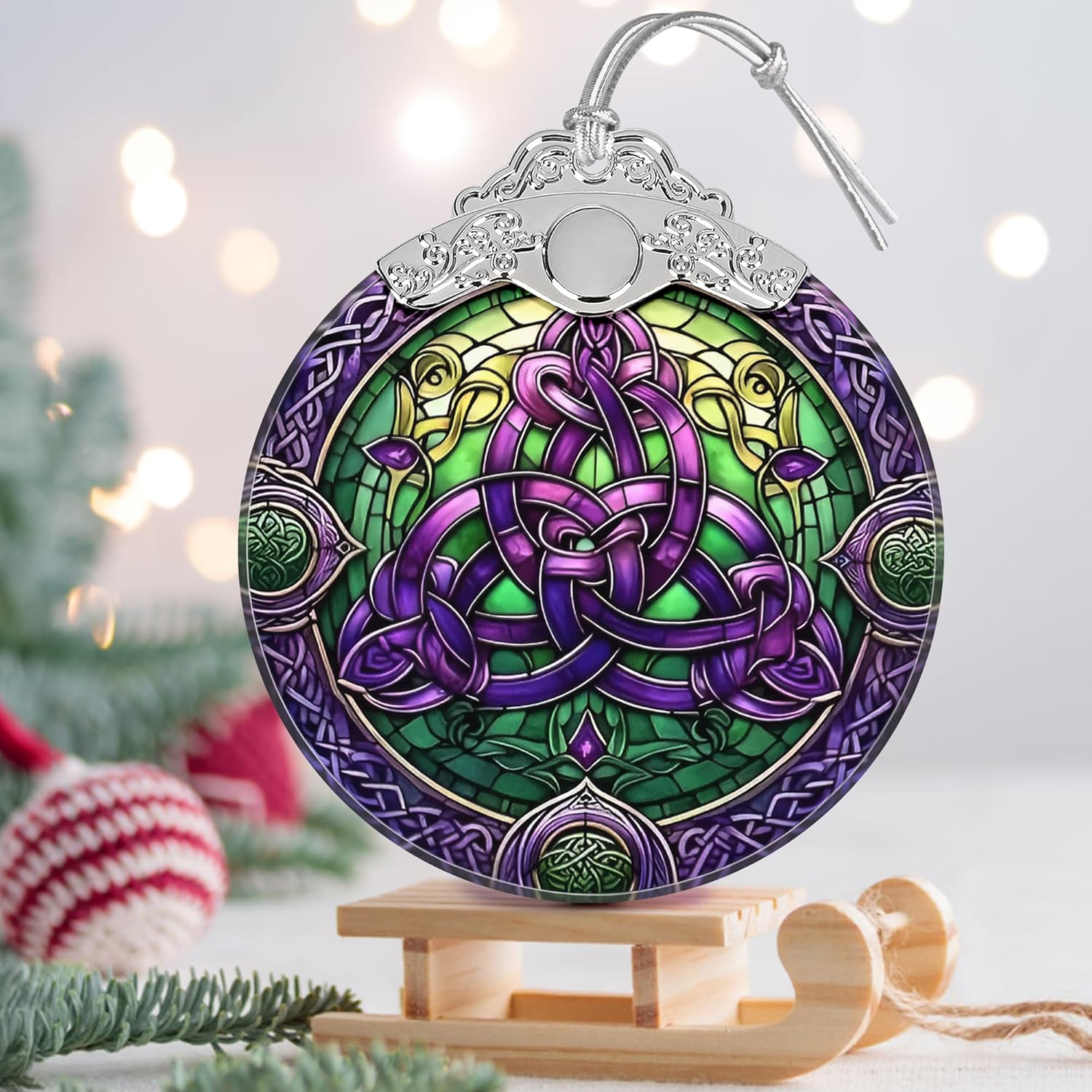 Celtic Knot Stained Glass Ornament - Christmas Ornament - Christmas Decorations for Tree - Holiday Present ldeas - Gift Exchange - Image 3