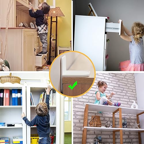 Miniatura 4 de Paquete de 4 anclajes adhesivos para muebles sin taladro, anclajes de pared para muebles a prueba de bebés, estantería segura, armario a pared para