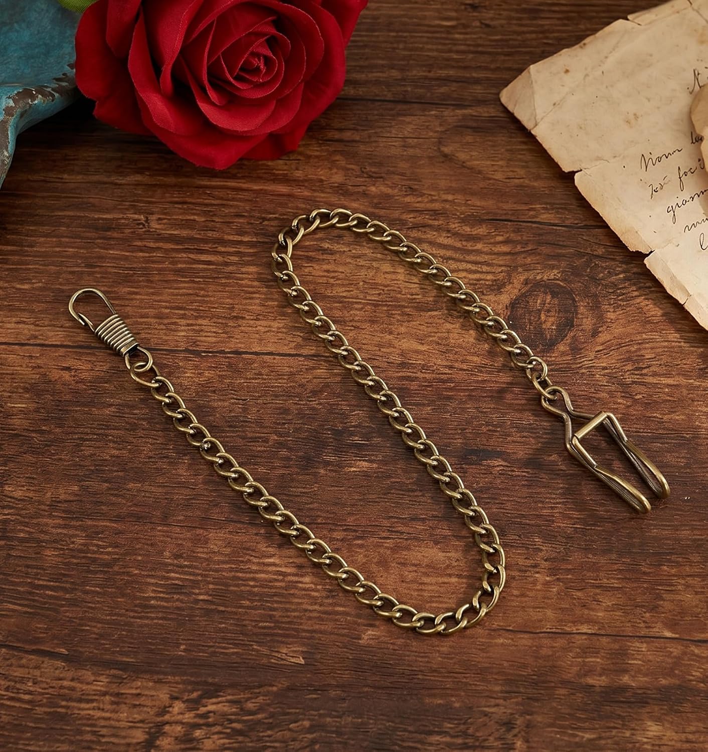 Pocket Watch Chain, Vintage Bronze Pocket Watch Chains for Men, 14.5 Inch Chain Accessory for Pocket Watches