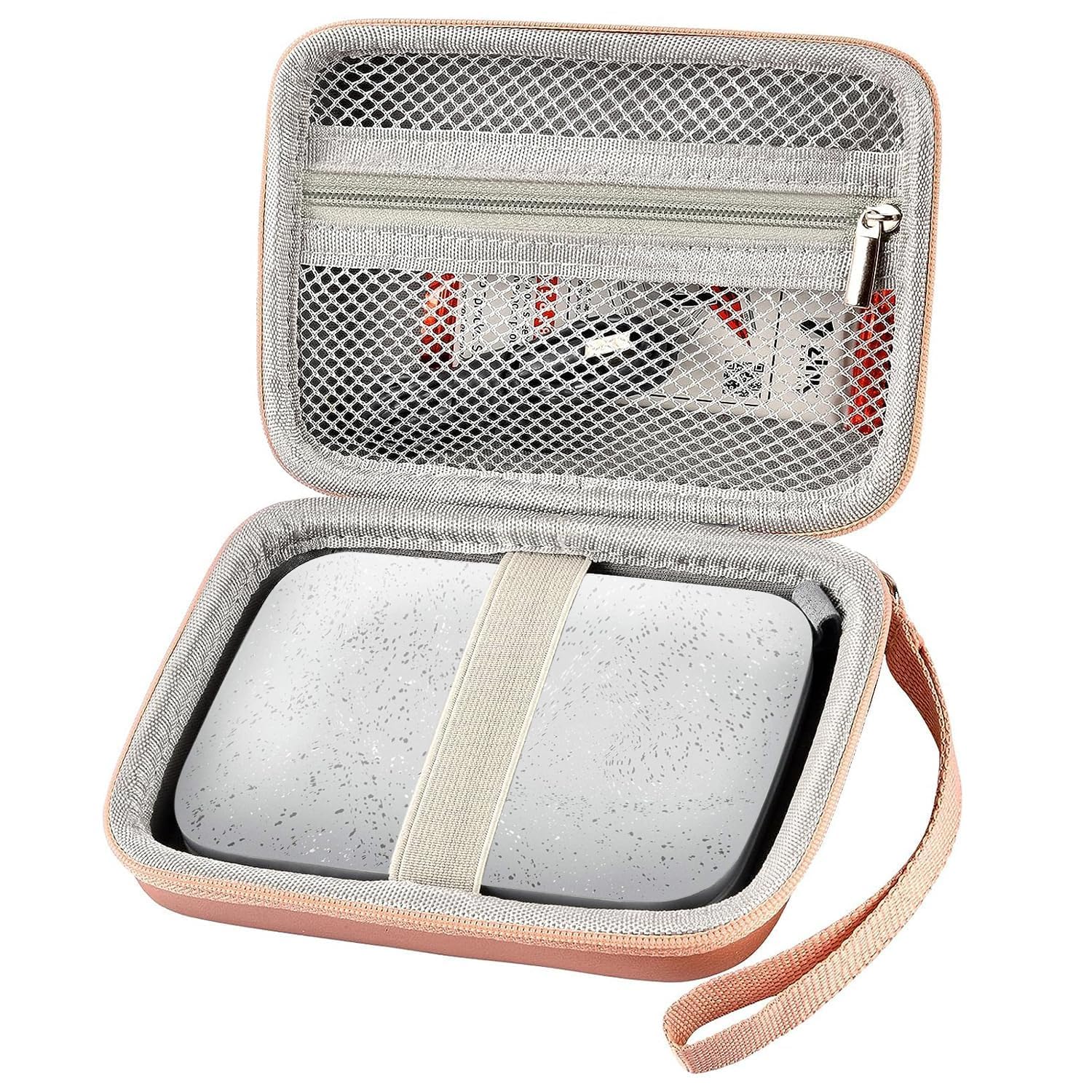 Boobowl Case Compatible with HP Sprocket Portable 2x3/ Select 2.3x3.4/ 2nd Edition Printer, Travel Carrying Organizer Holder for Zink Photo Paper, USB Cable and More Accessories (Box Only) - Rose Gold-image-49