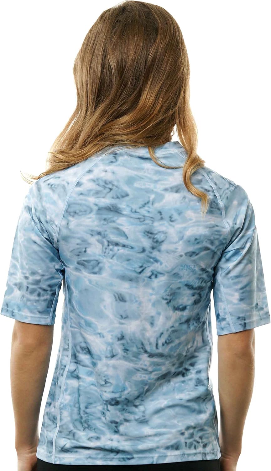 Aqua Design Rash Guard for Women Swim Shirt Short Sleeve Rashguard UV Protection