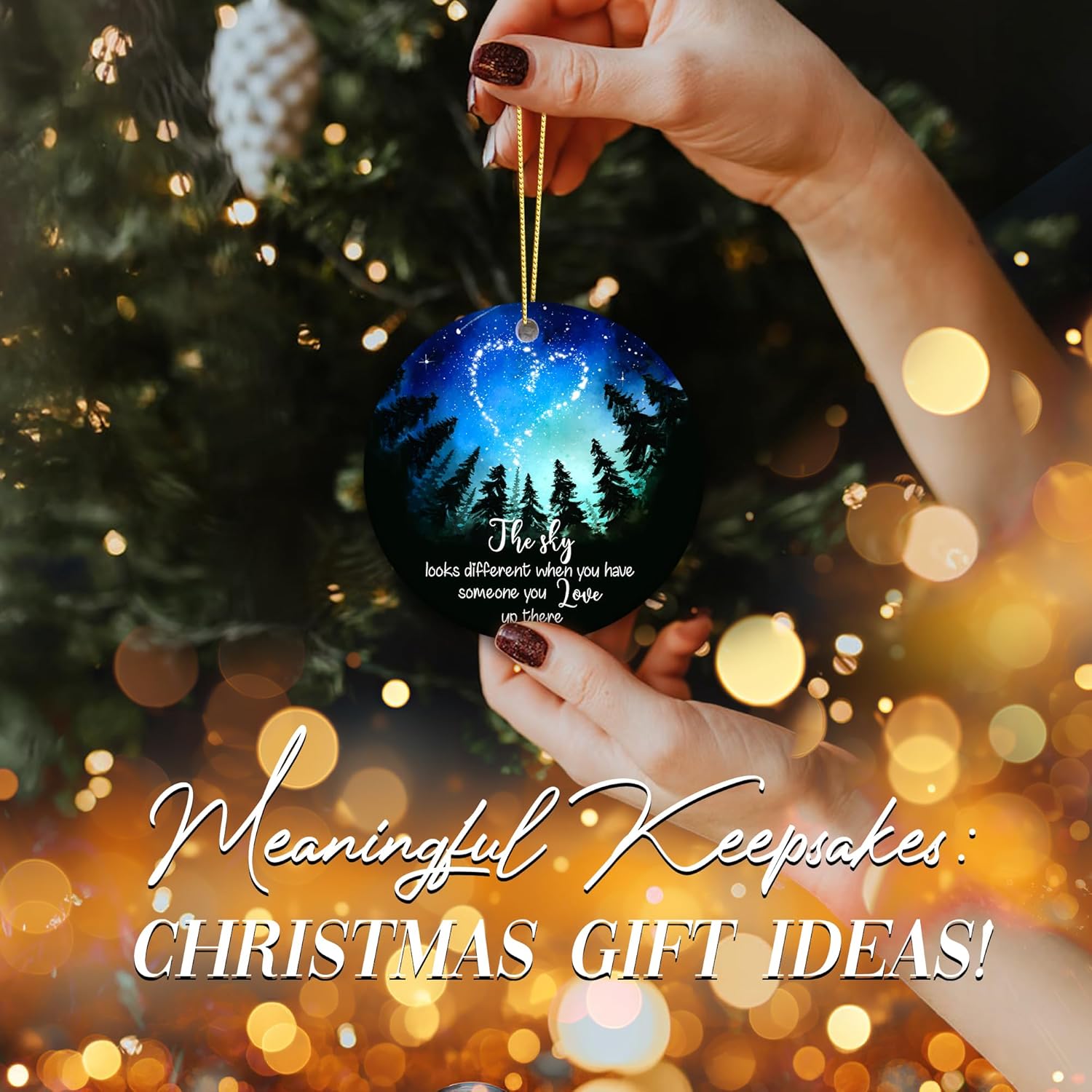 Memorial Ornament – “The Sky Looks Different When You Have Someone You Love Up There” – Remembrance Ornament for Loss of Loved One – Sympathy Gift Keepsake – Bereavement Christmas Ornament - Image 7