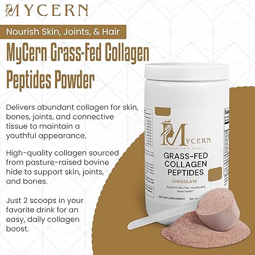 Miniatura 2 de Polvo de péptido de colágeno alimentado con pasto sabor a chocolate, colágeno hidrolizado tipos 1 y 3 de piel bovina, 13.33 oz, mezclas en bebidas
