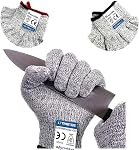 Dowellife Gants résistants coupés Niveau de qualité alimentaire 5 Protection, sécurité Gants de cuisine pour la découpe d'huîtres, le traitement des filets de poisson, le slivage de la Mandolin, la coupe de viande et le carving du bois, 1 Paire (moyenne)