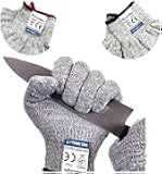 Dowellife Cut Resistant Gloves Food Grade Level 5 Protection, Safety Kitchen Cuts Gloves for Oyster Shucking, Fish Fillet Processing, Mandolin Slicing, Meat Cutting and Wood Carving. (Medium-2 Pairs)