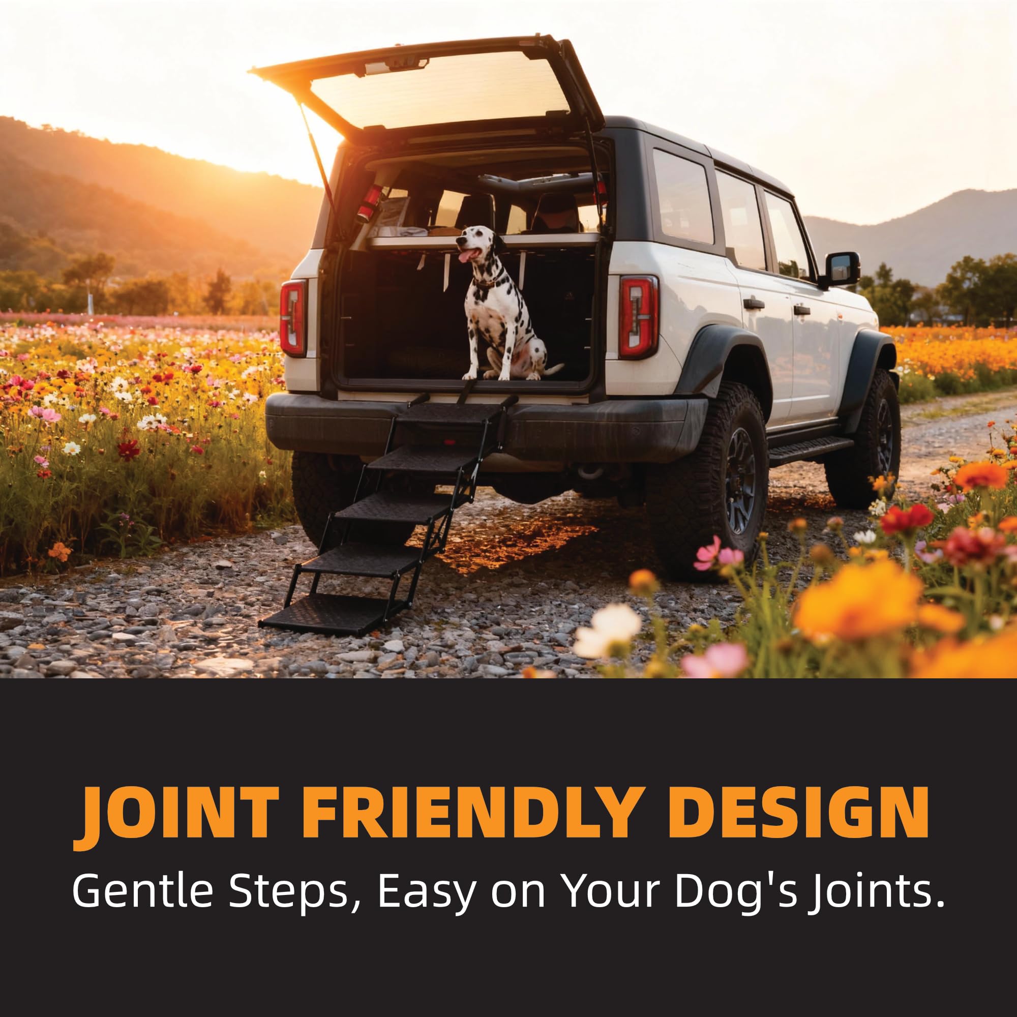 Scala per cani a 5 gradini pieghevole con superficie antiscivolo, gradini portatili per cani, per auto, SUV e camion, supporta fino a 113,4 kg