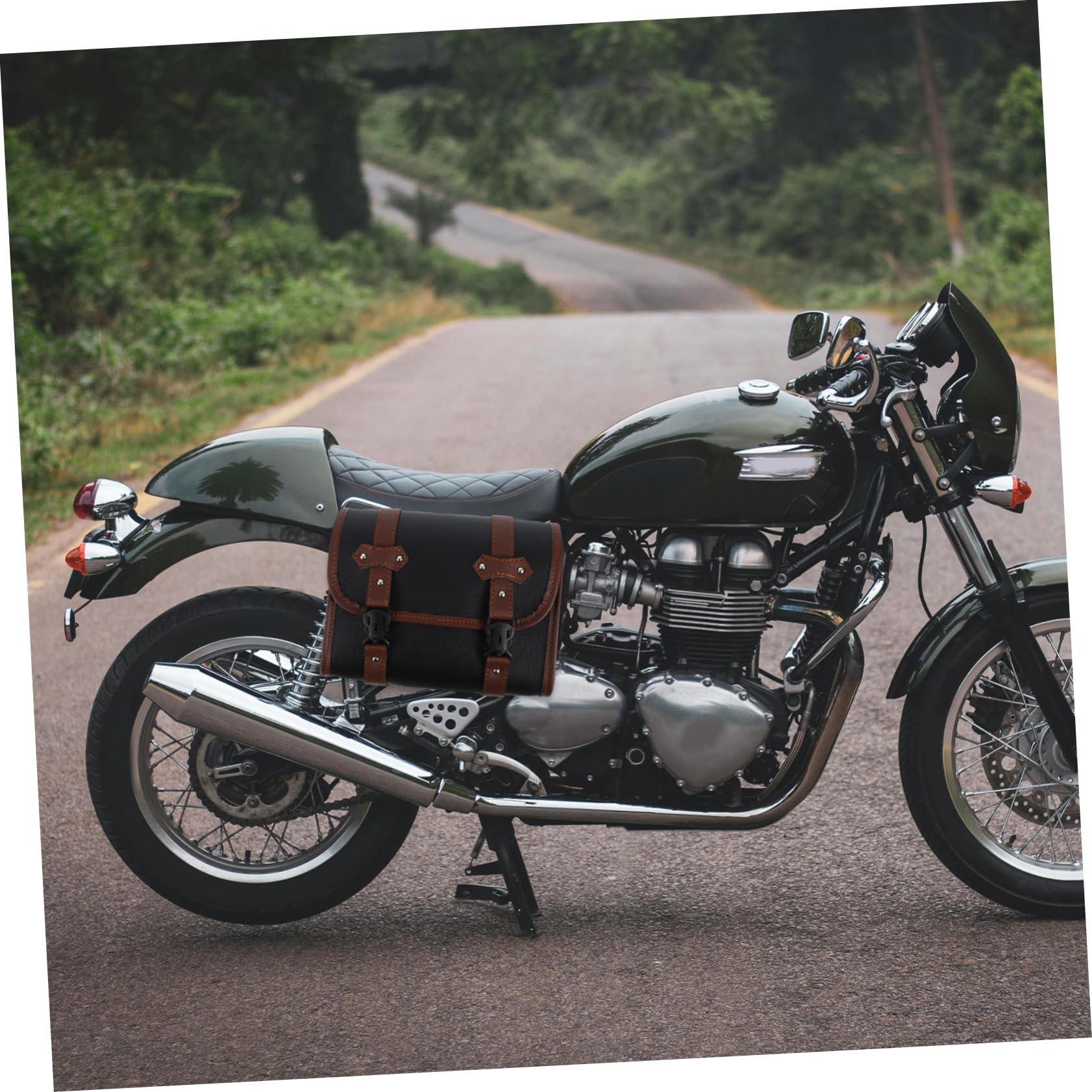 Gatuida Borsa da Sella Moto Marrone in Pelle Pu per Motocicli