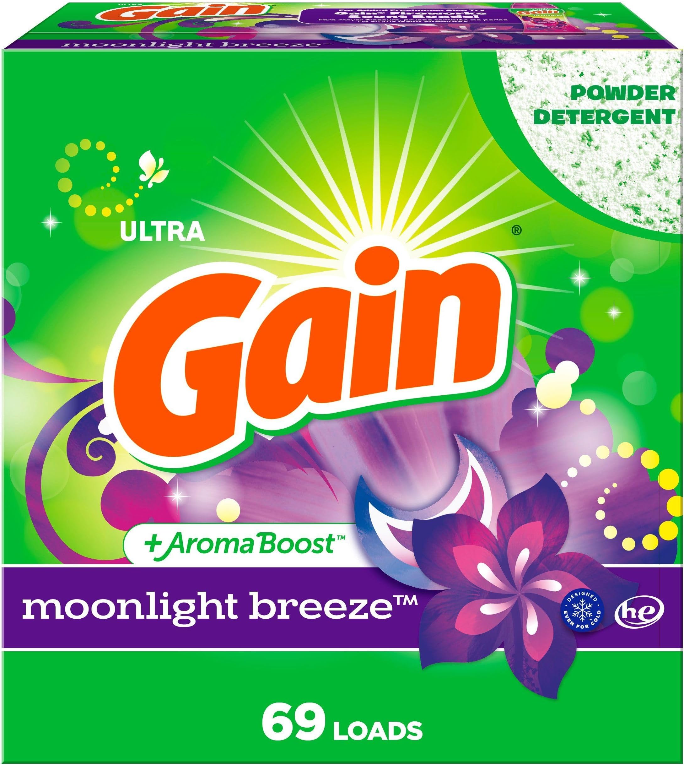 Gain Powder Laundry Detergent, Moonlight Breeze Scent, 69 Loads, 82 OZ