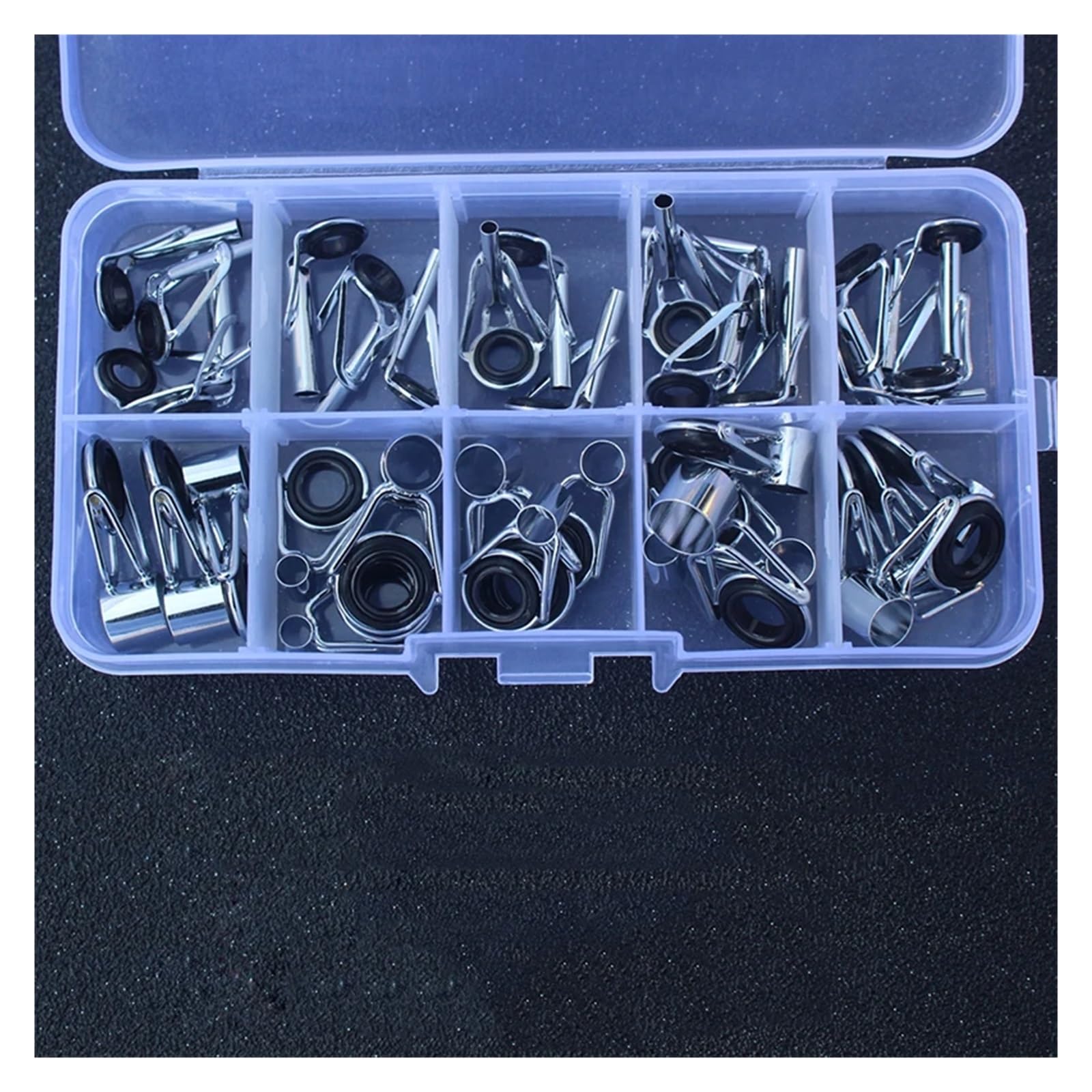 Anelli Canna Da Pesca 36 pz/scatola Kit di riparazione punta guida for canna da pesca Set anello for occhio fai da te telai in acciaio inossidabile anello guida linea TS accessori strumenti