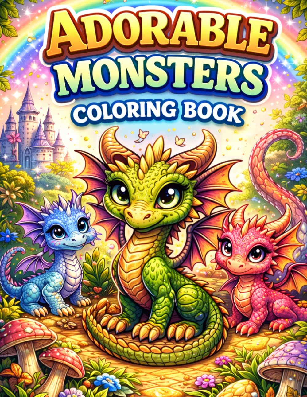 adorable monsters coloring book for Kids: Cute and Easy Coloring Pages for Kids Ages 4-8 /Fun and Simple Coloring Pages / Monsters, Dragons & Cute ... Book for Kids / Big and Simple Coloring Pages