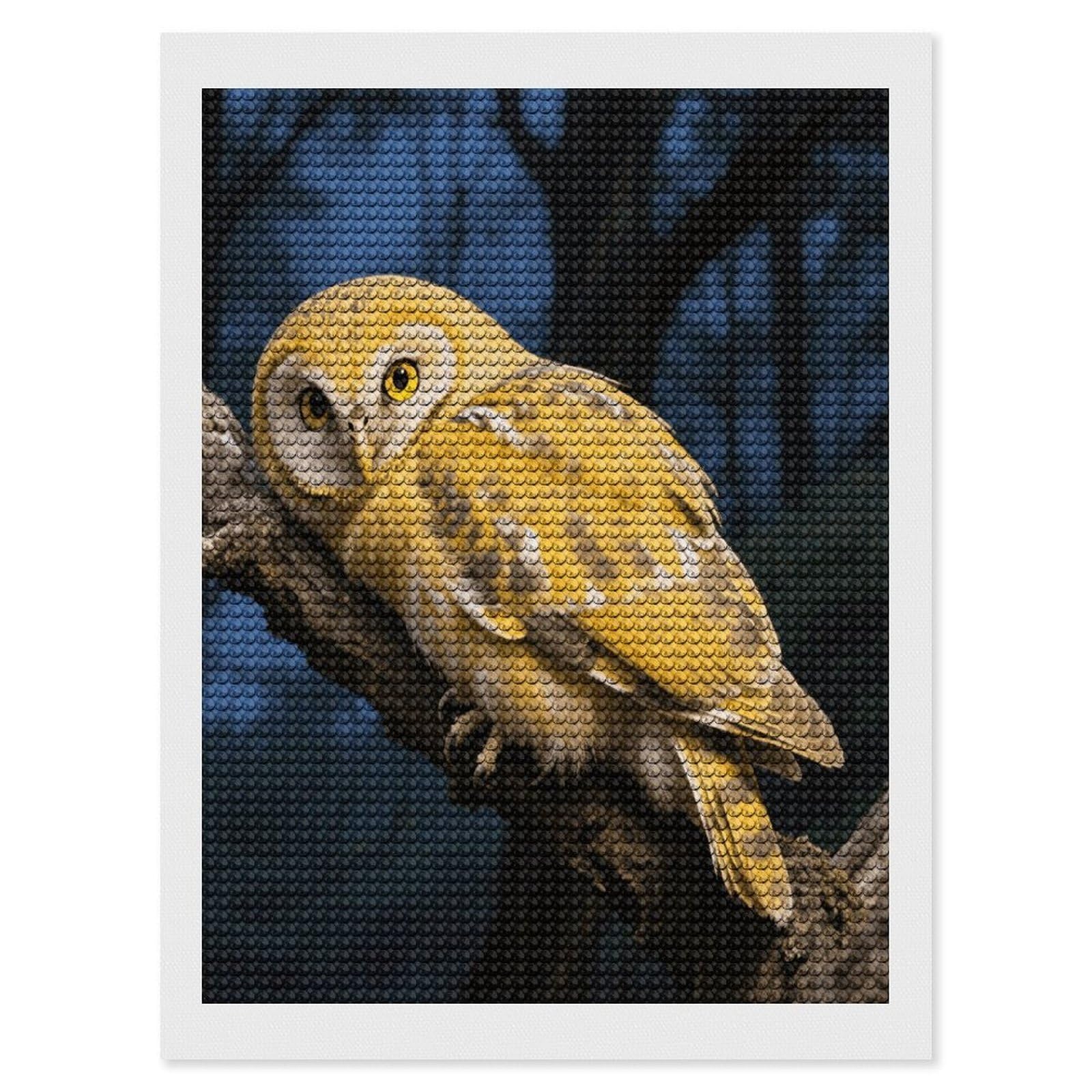 FodPand Yellow Snowy Owl 5D Diamond Painting Kits for Adults Beginners Full Drill Round Diamond Dots Pictures Gem Art Supplies for Home Wall Room Decoration DIY Craft Set Gift 12x16