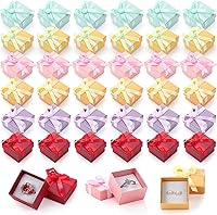 Vista 8 de Bucherry 72 cajas de anillos de 1.6 x 1.6 pulgadas, caja de joyería de cartón duro con lazo de cinta, pequeñas cajas de regalo para pequeñas