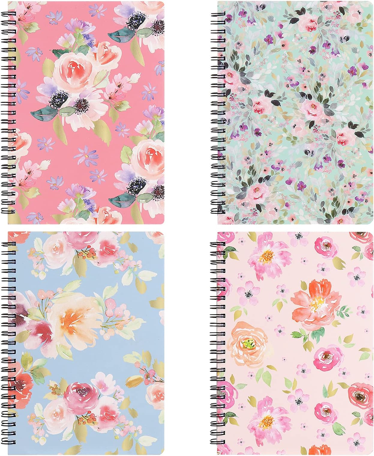 Rhuyoshn Spiral Notebooks, Cute Journals for Women, 4 Pack College Ruled Hardcover