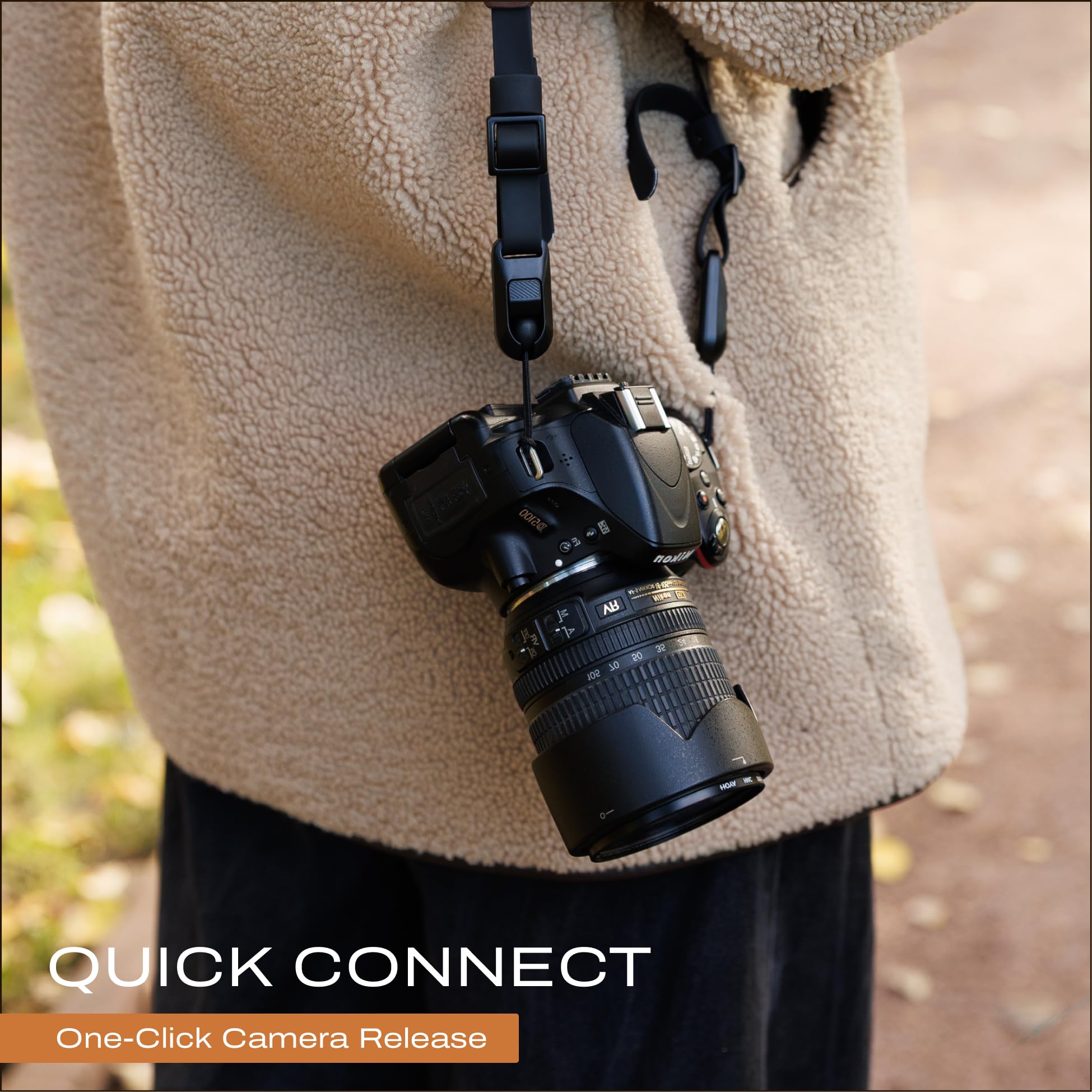 C Coiro Bandoulière classique en cuir avec libération rapide, configurable comme sangle, tour de cou réglable, bandoulière pour appareil photo reflex numérique, pour photographes, classique/brun clair
