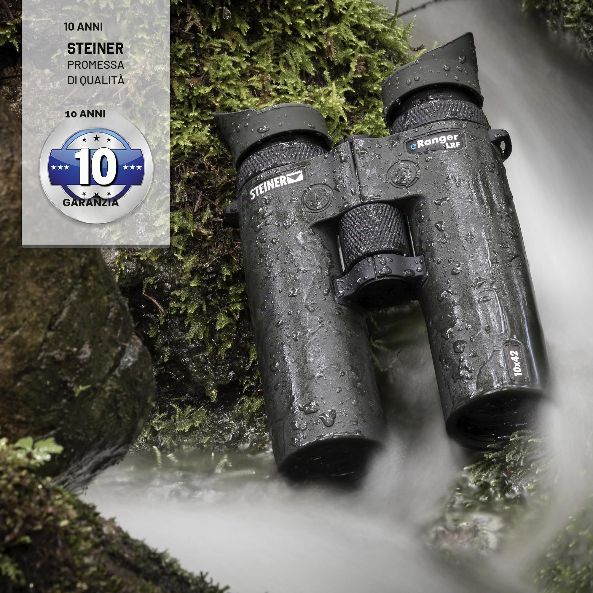 Steiner Binocolo da caccia eRanger LRF 10x42 – telemetro laser fino a 3.000 m, trasmissione digitale Steiner Connect App, eRanger 8