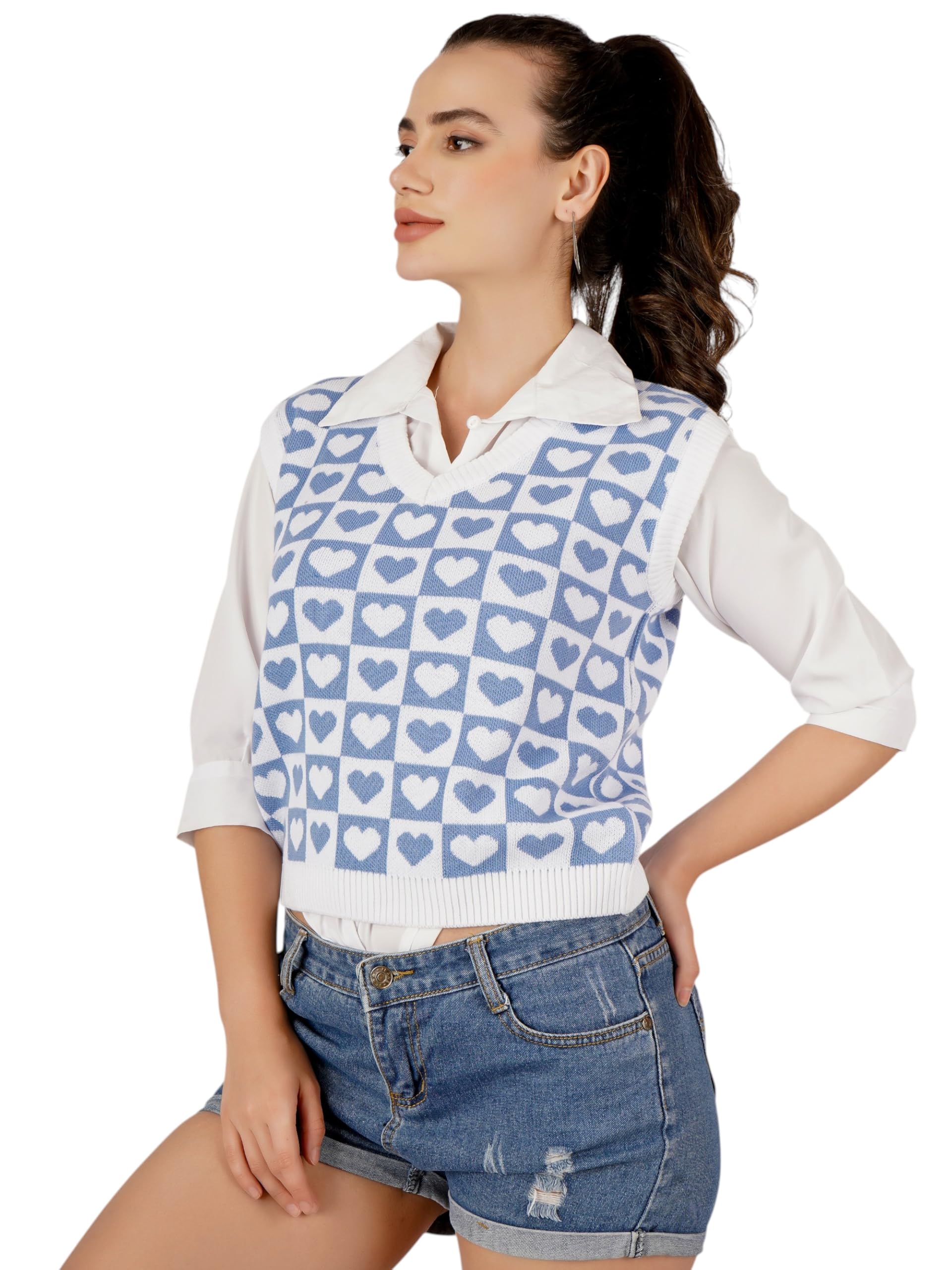 dreamdiva Women's Stylish V-Neck Sleeveless Sweater – Trendy Printed Design, Lightweight & Perfect for Layering or Standalone Wear-picture-56