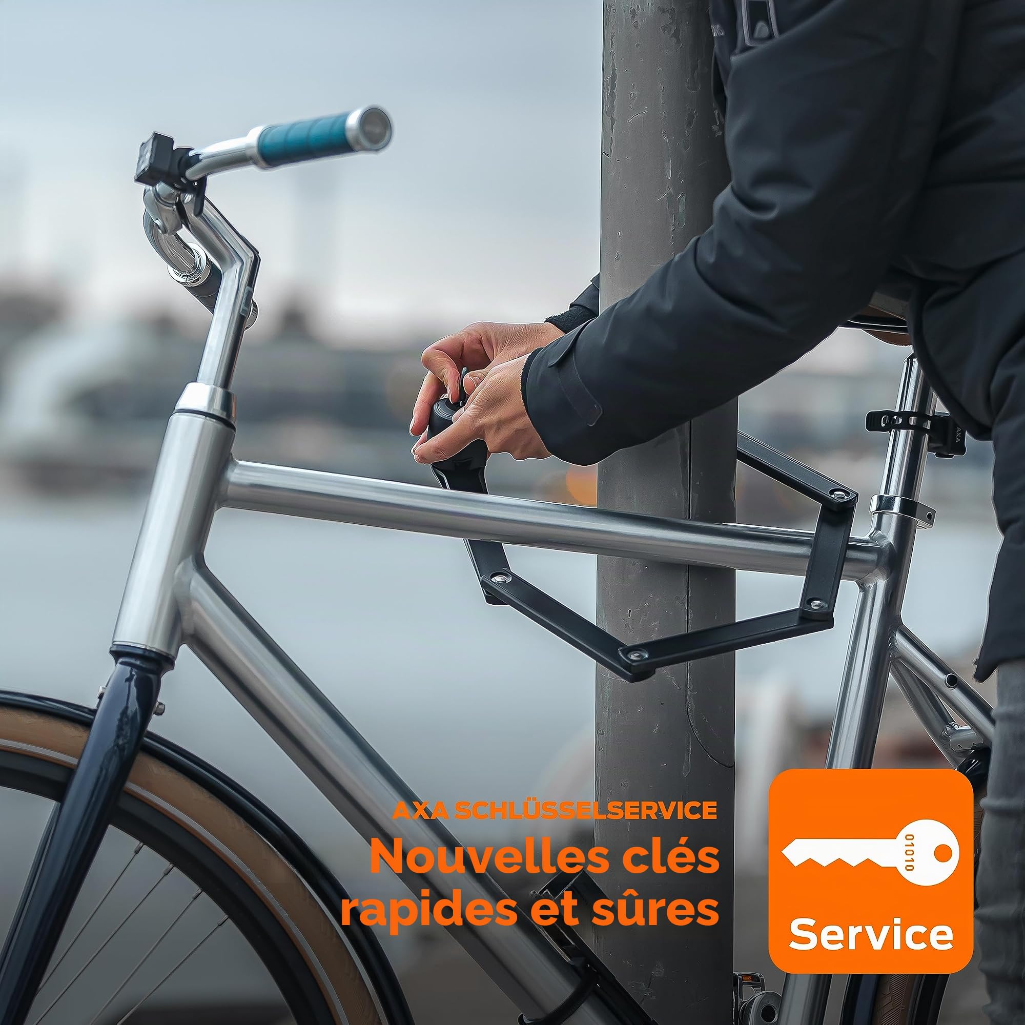 AXA Fold 85, Antivol vélo pliable, Cadenas vélo, Pour vélo, Vélo électrique, VTT, Sécurité 9 sur 15, 85 cm x 7 mm, Noir