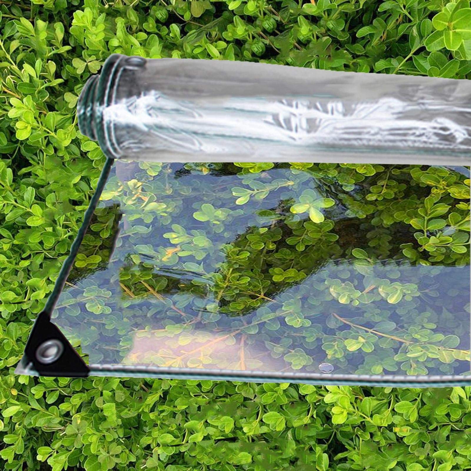 0.4mm Transparente Plane Mit ösen,Wasserdicht Klar Abdeckplane Gewebeplane PVC Folie Markisen Tarps Schutzplane Für GartenmöBel,Bodenabdeckungen Schuppenstoff Regenfest 450G/M²(2.4x3m/7.9x9.8ft)