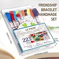 Vista 2 de LE PAON 20 skiens - Hilo de bordar, hilo de bordar, para pulsera de la amistad, hilo de manualidades con 200 cuentas, 1 rollo de hilo transparente