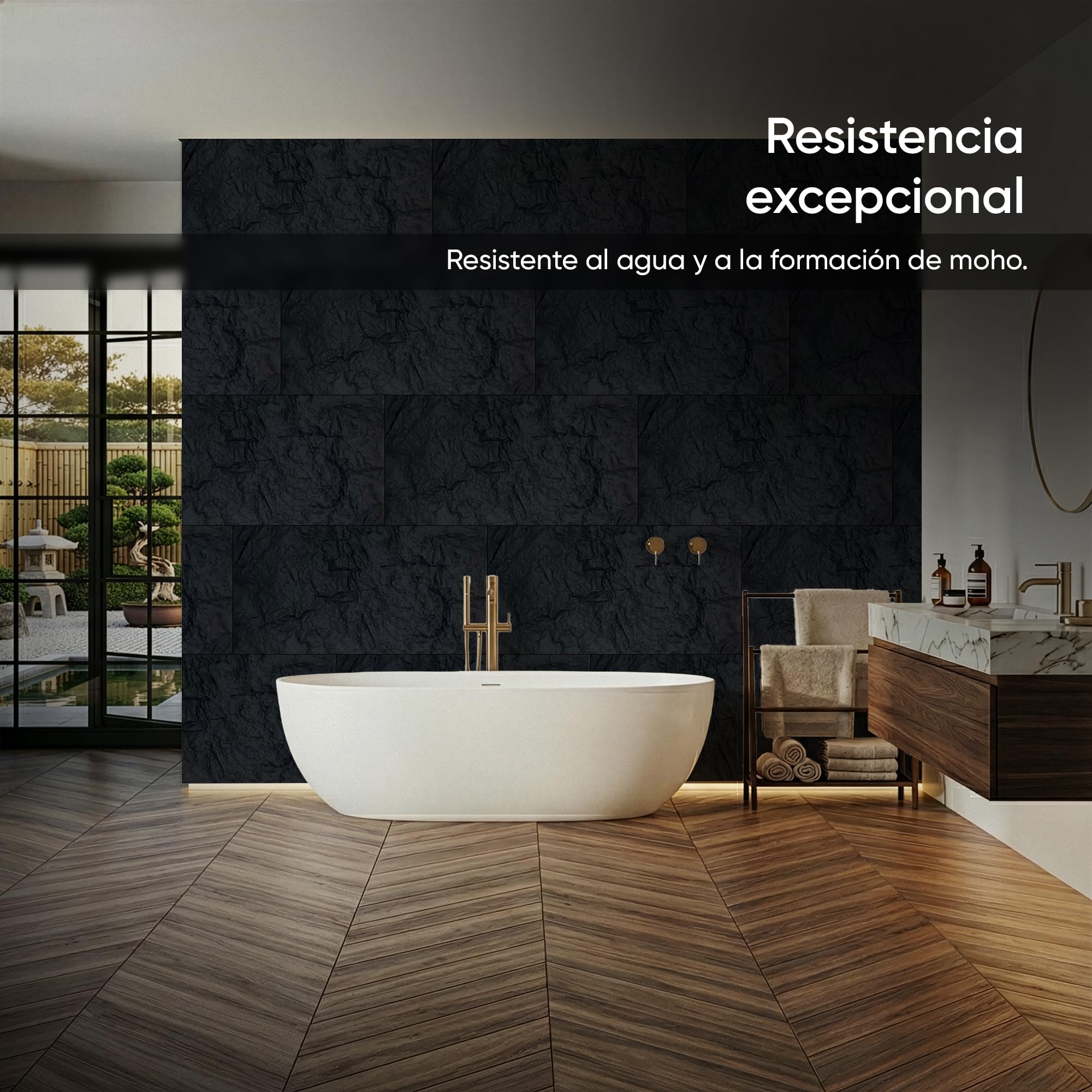IZODEKOR Paneles de poliuretano para pared con aspecto de piedra, 60 x 120 cm, 5 cm de grosor, paneles de pared 3D negro, revestimiento de pared interior, paneles de poliuretano en piedra natural