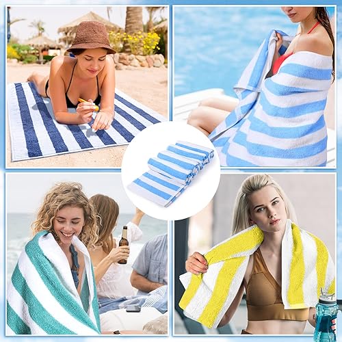 Miniatura 6 de Tudomro 12 toallas de playa turcas de gran tamaño, toalla de piscina grande de 30 x 60 pulgadas, toallas de playa a granel de algodón, toalla de