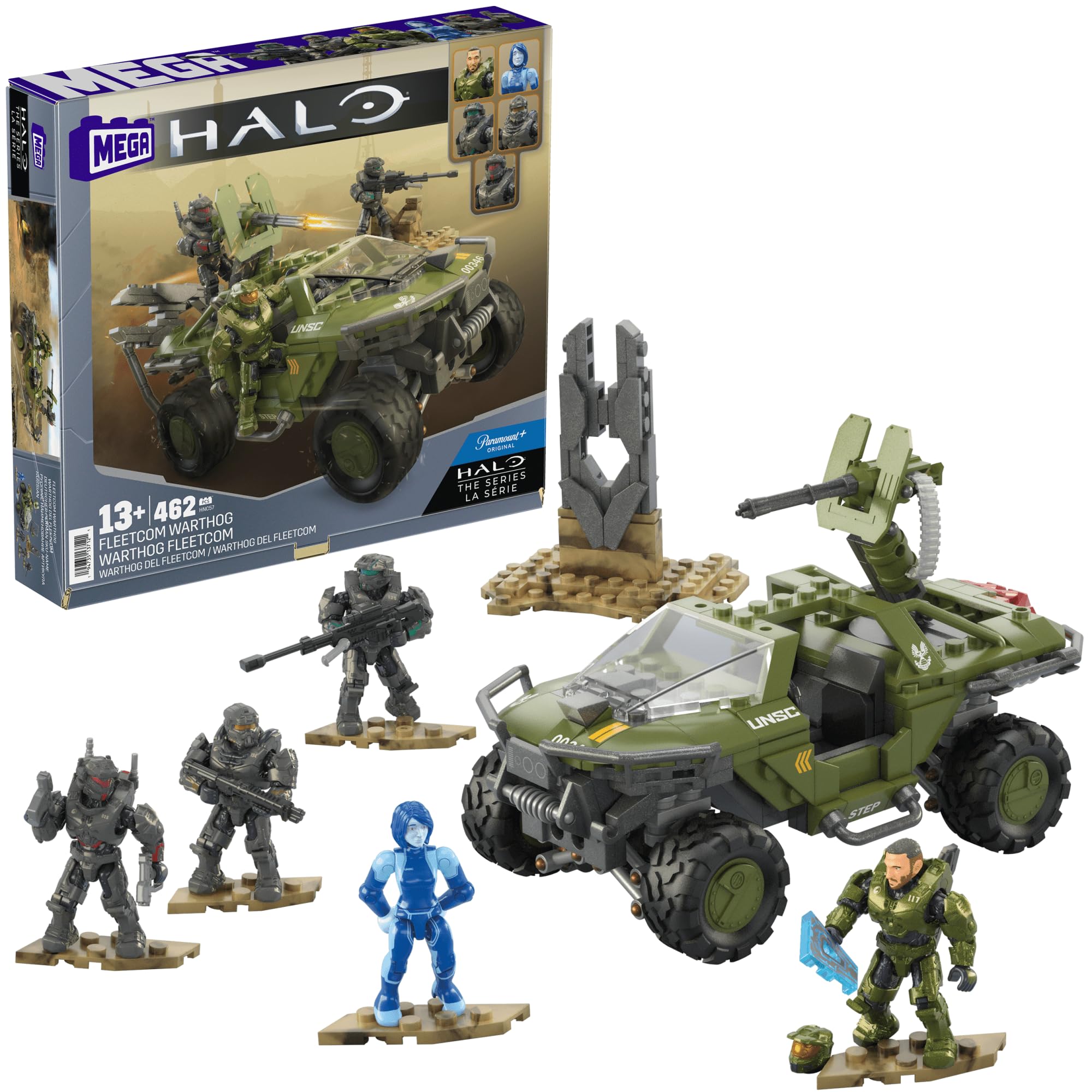 MEGA Halo The Series Vehicle Building Toys Set, FLEETCOM Warthog ATV with 469 Pieces, 5 Micro Action Figures, Poseable Articulation, Kids and Fans (Amazon Exclusive)