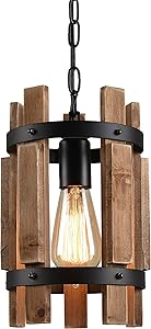 Natural Wood Chandelier Rustic Chandeliers Farmhouse Round Pendant Chandelier 1 Light Small Chandelier