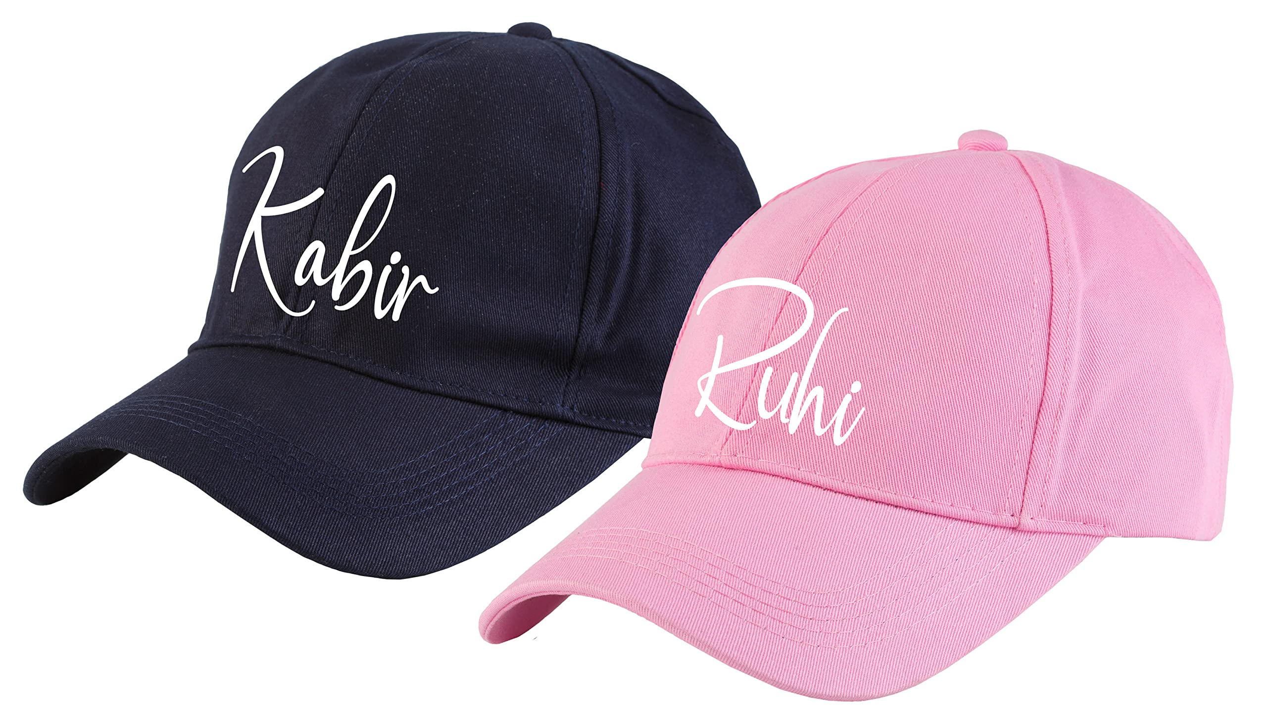 AICA Customised Name Cotton Cap for Men and Women, Free Size. Birthday Anniversary Wedding Engagement Gift for Husband Wife Girlfriend Boyfriend Team Bride Groom to be – Free Size, Pack of 2-image-47