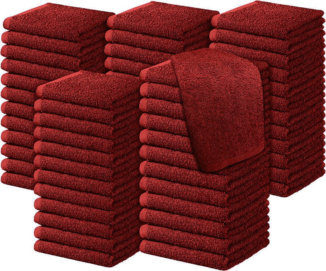 Diamond Tex Pack of 6, 12, 24, 36, 48, 96 Face Cloth 100% Egyptian Cotton Soft Flannels Set Quick Absorbent Washcloth 500-GSM Gym, Golf Hand Wash Towels 30x30cm (Wine, 12)