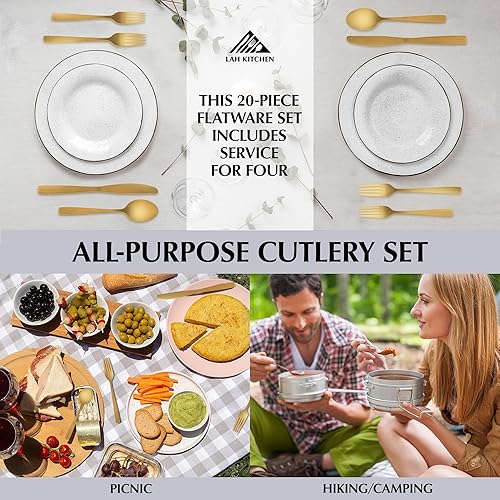 Miniatura 4 de Juego de cubiertos de cocina de acero inoxidable de 20 piezas, cubiertos para el hogar y el restaurante, cuchillos, tenedores y cucharas con