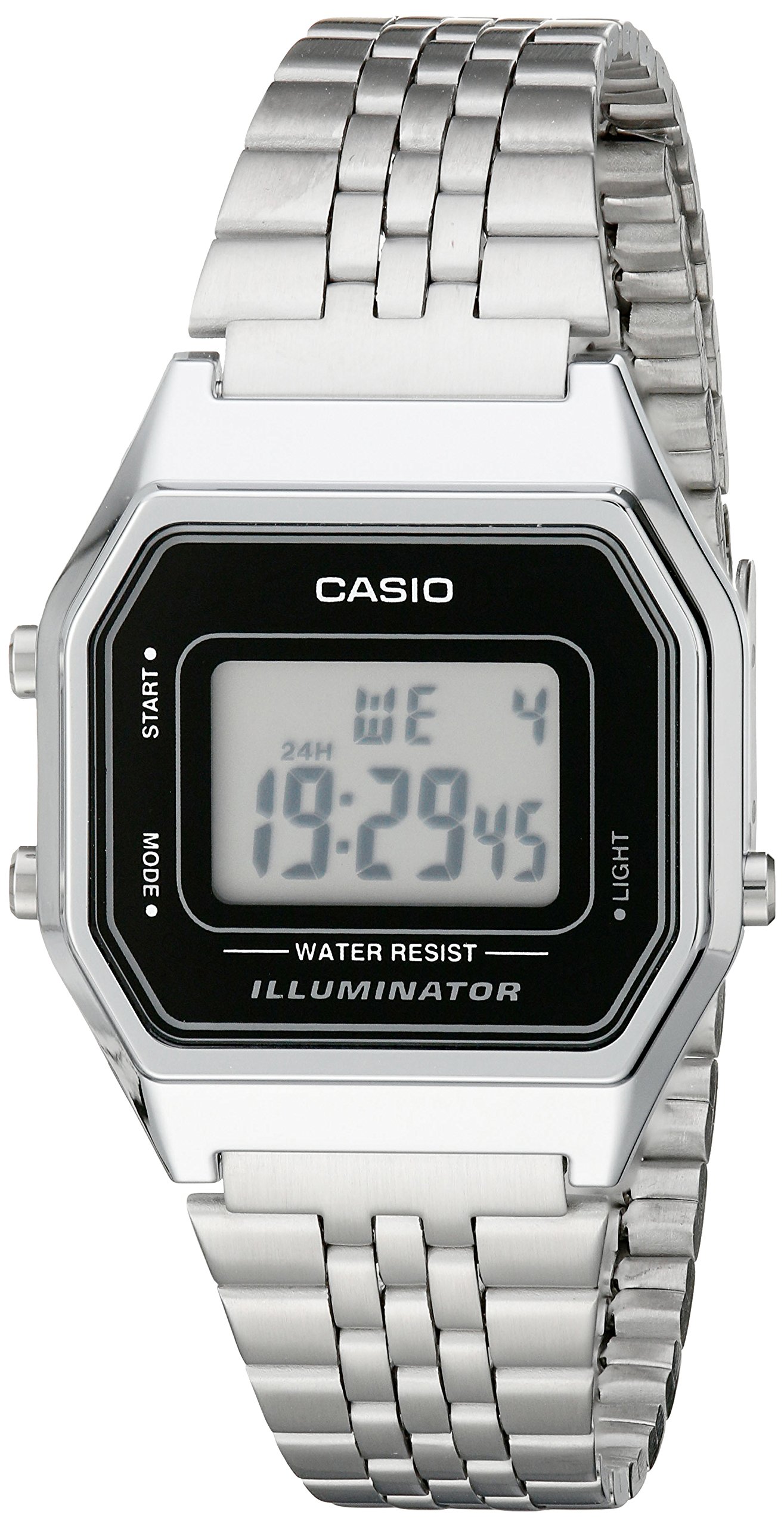 Ladies Mid-Size Silver Tone Digital Retro Watch LA-680WA-1DF