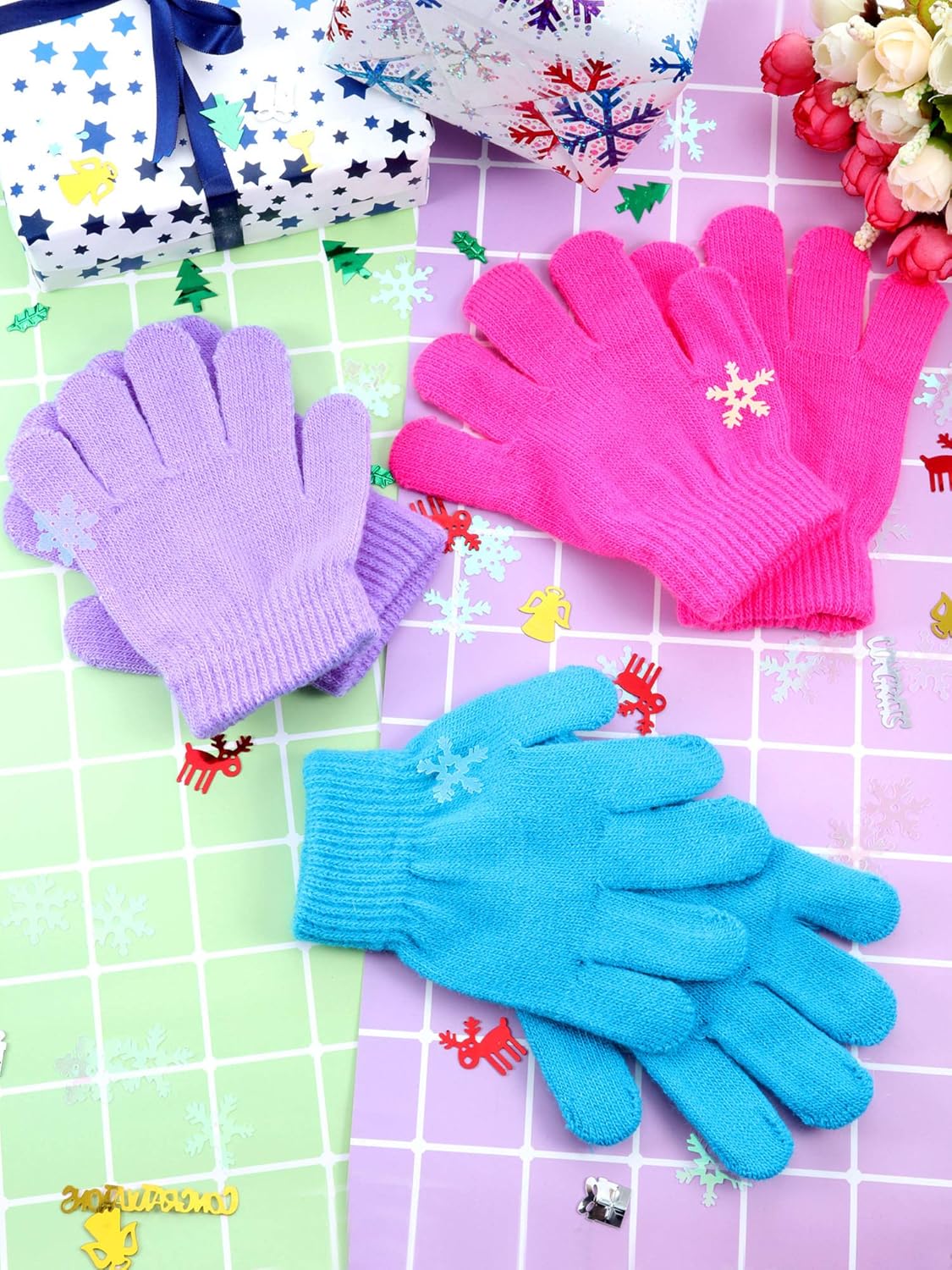 HESTYA 14 Pairs Magic Kids Winter Gloves Children Knit Gloves Warm Stretchy Gloves for Boys Girls - Image 6