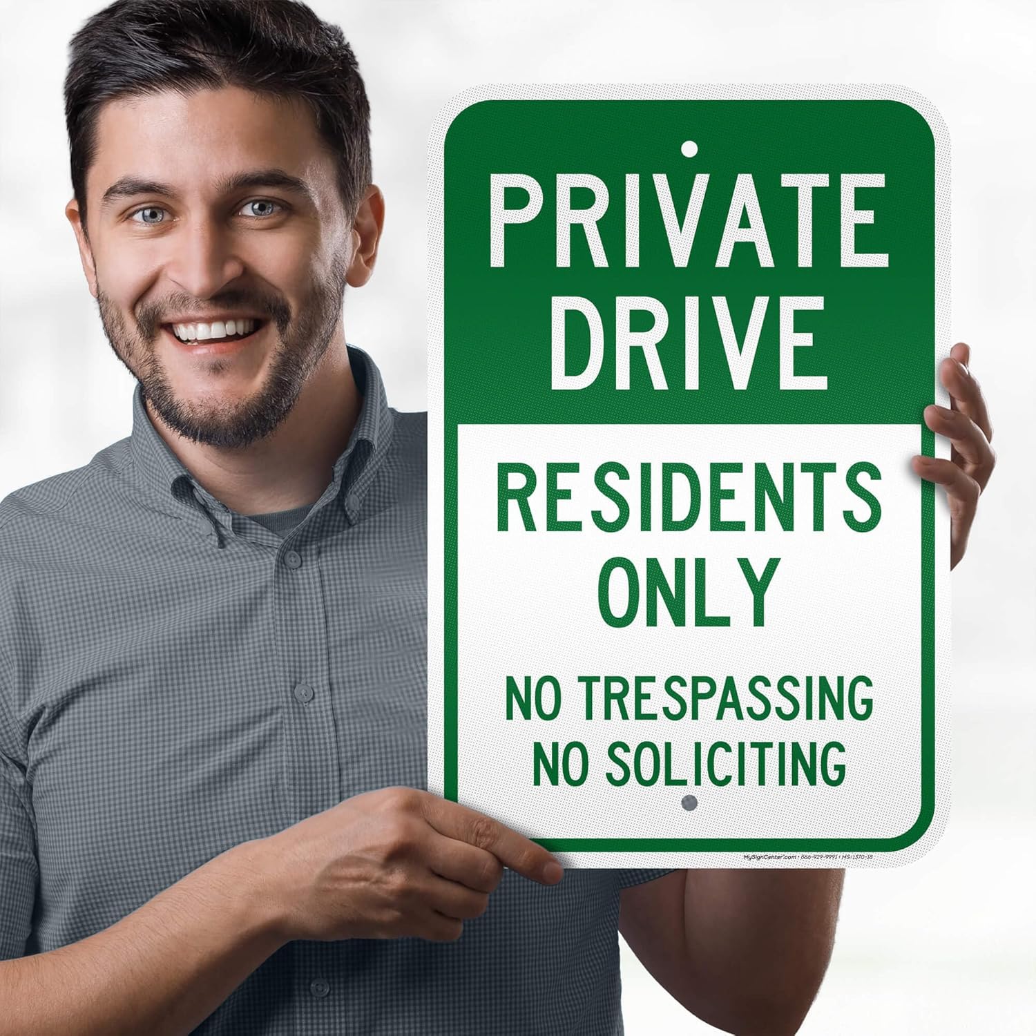 Private Drive Residents only No Trespassing No Soliciting Sign, 12"x18" Aluminum Reflective, Indoor/Outdoor Use, USA MADE By My Sign Center