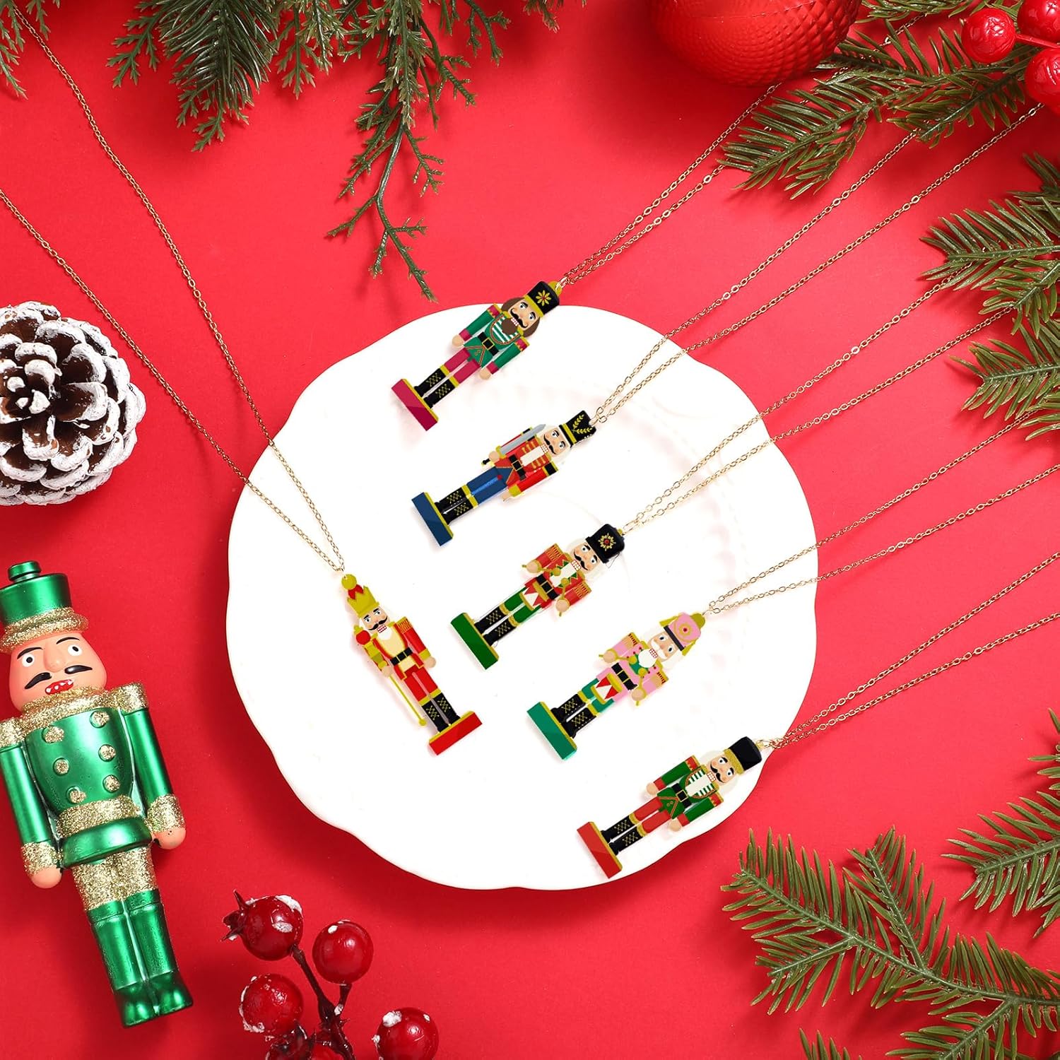 Kigeli 12 Pcs Christmas Nutcracker Pendant Necklace Christmas Jewelry Gift for Women Creative Cartoon Nutcracker Soldier Charm Acrylic Necklace Xmas Birthday Party Favors - Image 3