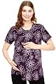 ZEYO Women's Cotton Wine Berry Maternity Top Floral Printed Feeding T-Shirt 5814