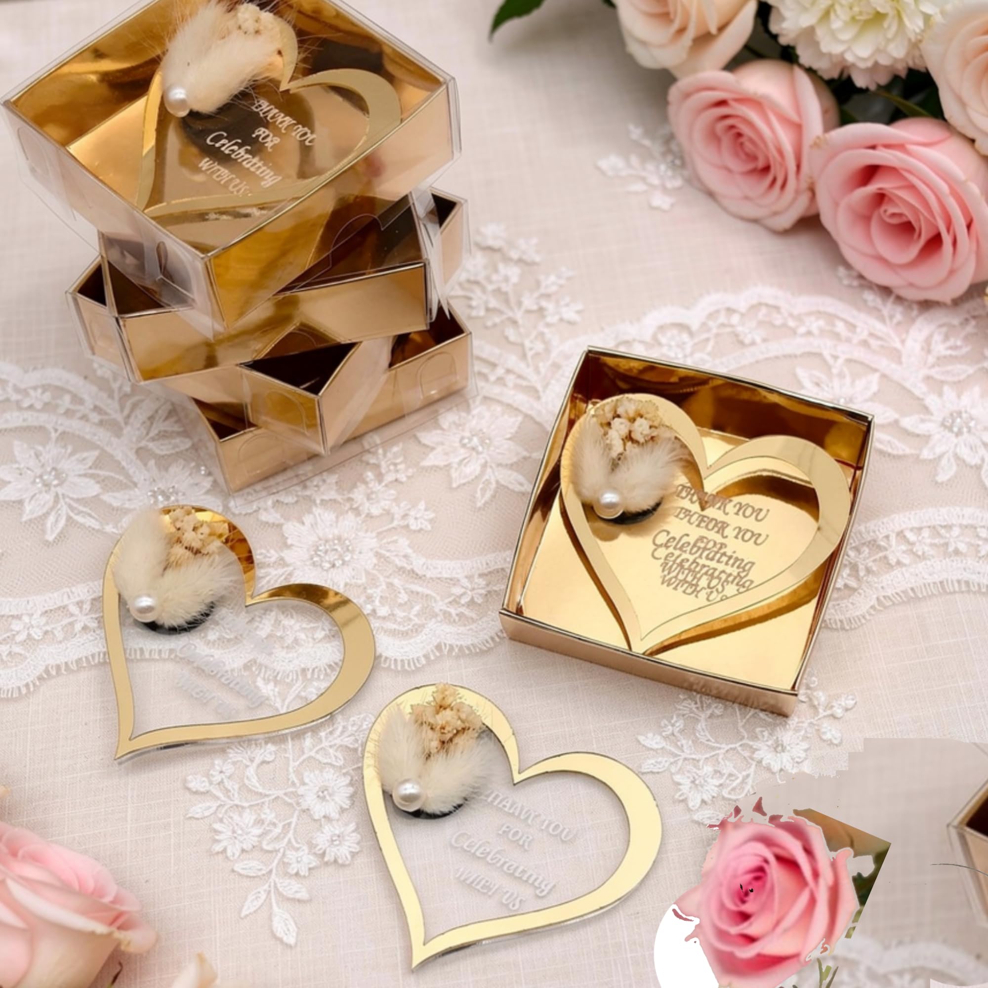 gastgeschenke hochzei ür die gäste personalisier, Stück Gold Silber Acryl Hochzeit gastgeschenke für die gäste, Taufe, Kommunion Konfirmation,Geburtstag, schön das du da bist, (Gold, 18 stück)