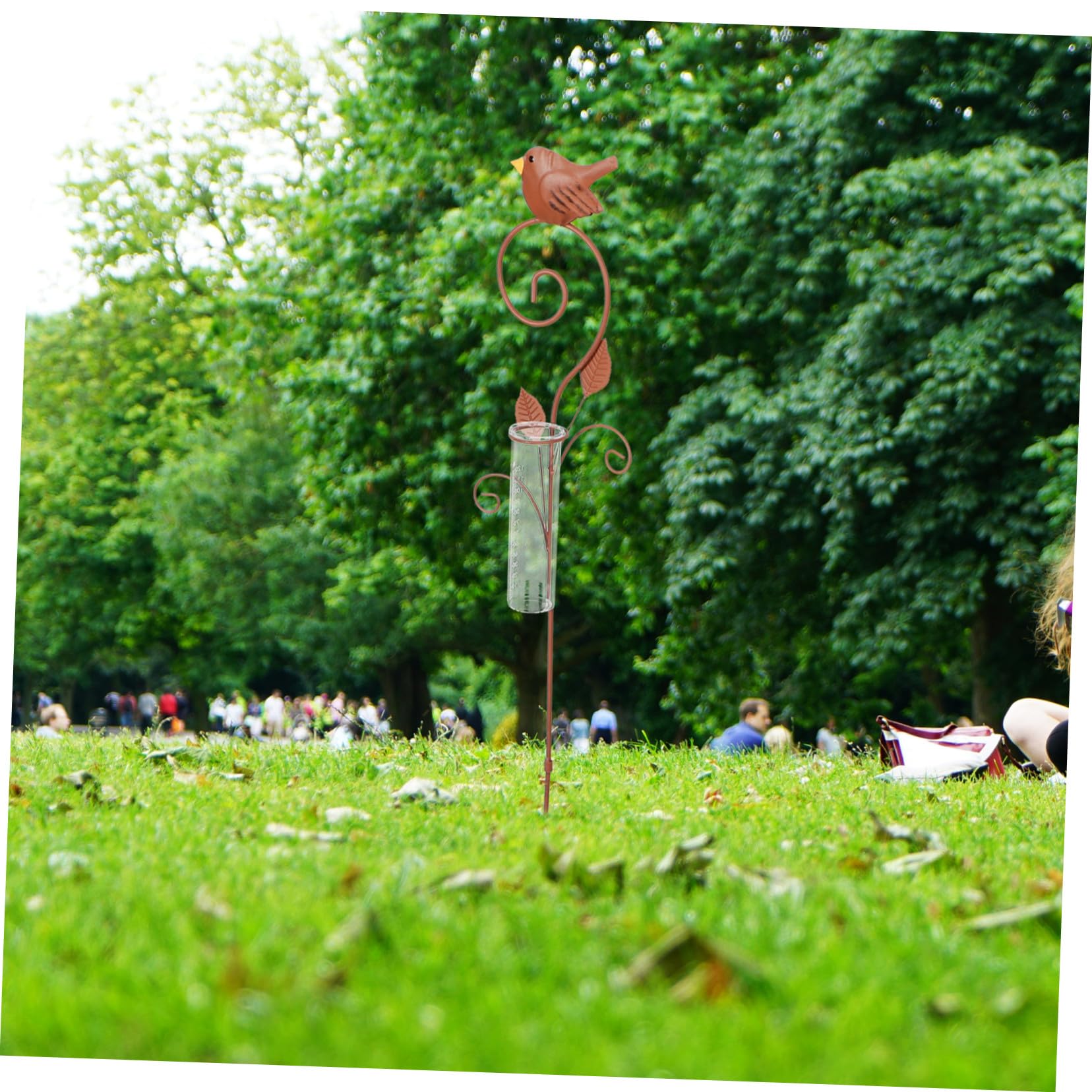 Dekorativer Garten Regenmesser aus Eisen und Glas mit Erdspieß Präzise Messung der Regenmenge Wetterfest für Terrasse und Rasen
