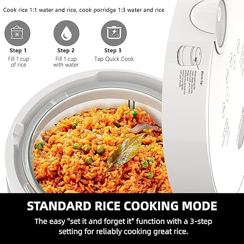 Miniatura 5 de Olla arrocera baja en carbohidratos, baja en azúcar, olla interior de 6 tazas de revestimiento cero, cesta de vapor de acero inoxidable,