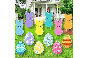 12 PCS Pastel Easter Yard Signs Decorations Outdoor
