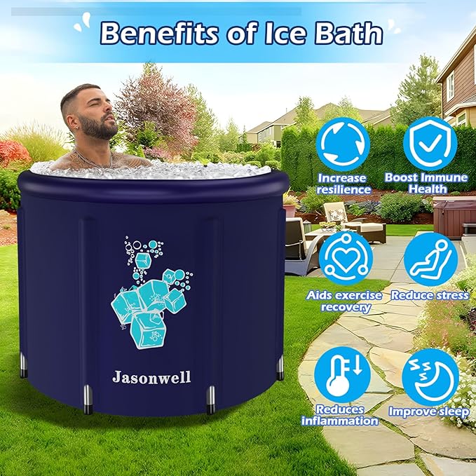 Jasonwell Ice Bath Tub for Athletes - Heavy Duty Cold Water Therapy Plunge Tub Ice Pod for Recovery Portable Ice Barrel Plunge Pool for Outdoor Inflatable Hot Tub Bathtub at Home for Adults