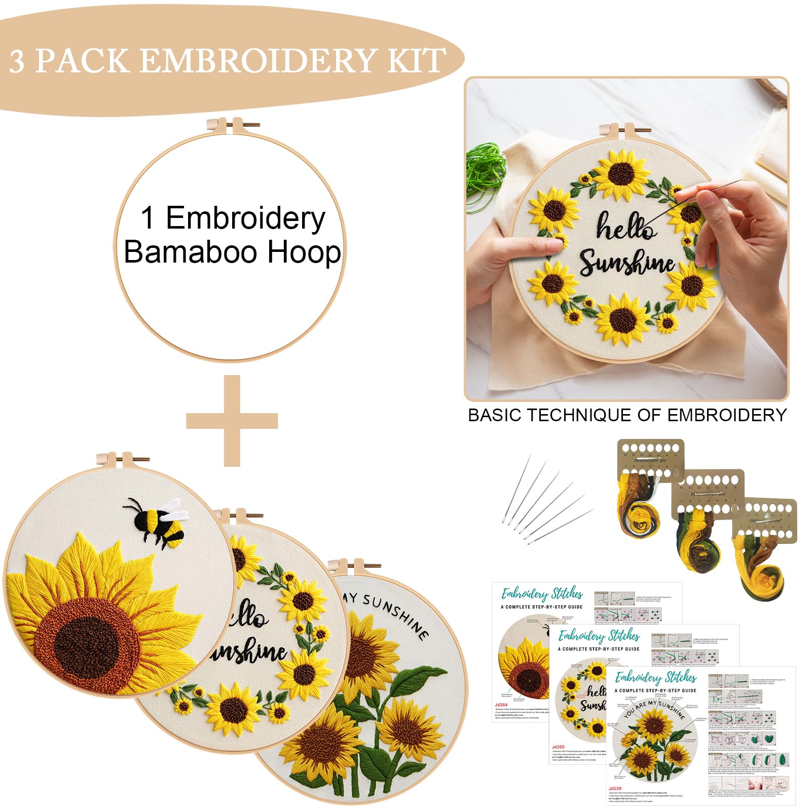 Sunflower Embroidery Kit - Beginner Friendly -3 Sunflower Embroidery Kit - Beginner Friendly -3