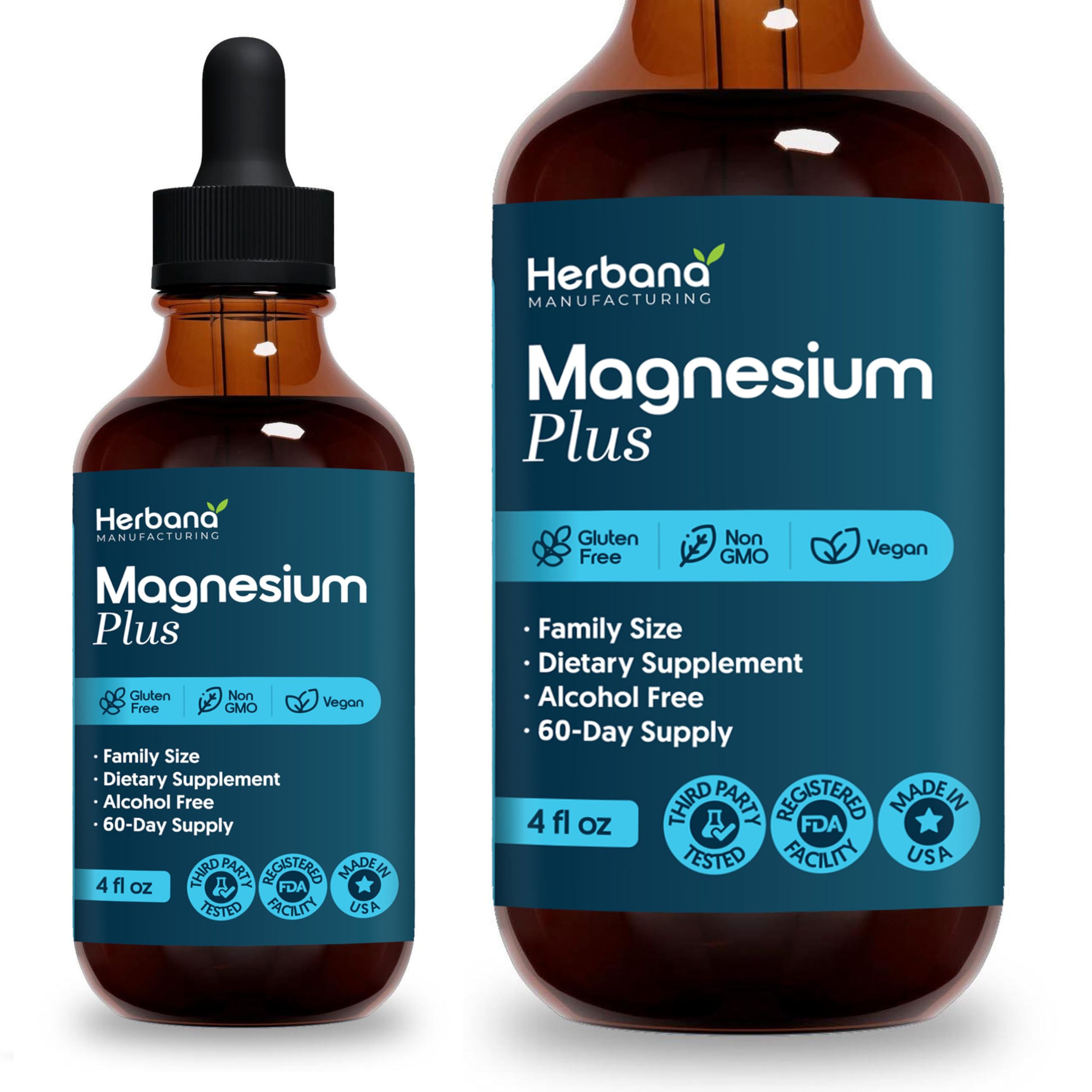 Magnesium Complex Plus 4 fl oz Liquid Drops - Advanced Magnesium Citrate, Glycinate, L-threonate with Vitamins B6, D, C Supplement - High Potency 100%