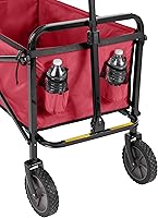 Vista 4 de Yaxa Basics - Carrito plegable resistente para exteriores, para deportes al aire libre, camping, jardín y compras, capacidad de peso de 265 Rojo