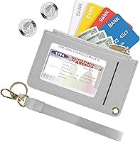 Vista 63 de Carteras pequeñas de cuero delgado para mujeres, tarjetero, cartera, monedero con llavero beige (B-Beige)