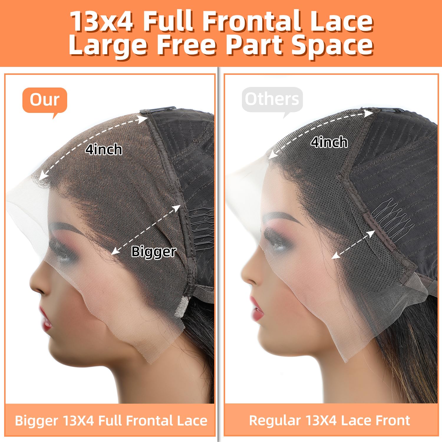 30 Inch Ombre Lace Front Wig Human Hair 13x4 Body Wave Full Frontal Wigs Human Hair 180% HD Pre Plucked Bleached Knots Lace Front Wigs Human Hair Wigs for Women - Image 2