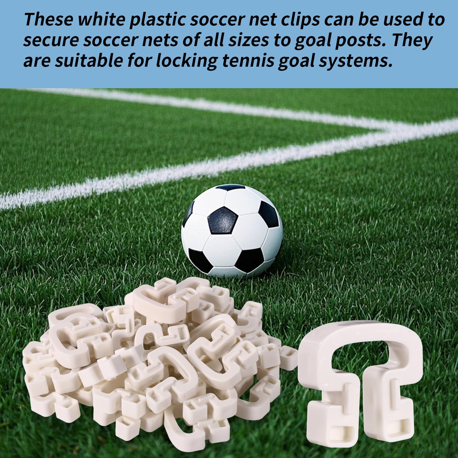 Lyreh 30 Pz Clip Rete da Calcio, a Forma di Ferro di Cavallo Clip Rete Calcio in Plastica Legacci per Porta Accessori per Stadio da Gioco