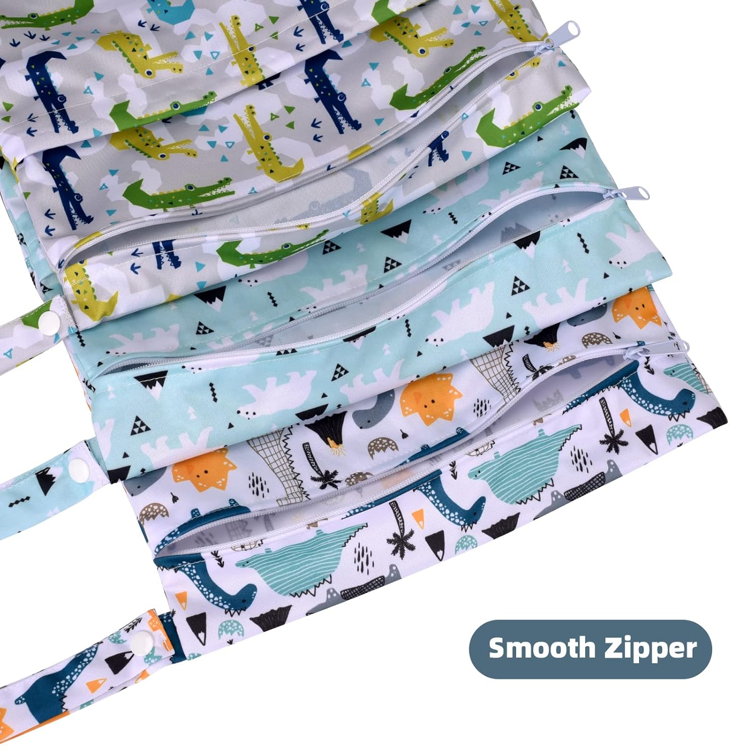 SEEBEL 3pcs Cloth Diaper Wet Dry Bags Waterproof Reusable with Two Zippered Pockets Travel Beach Pool Daycare Soiled Baby Items Yoga Gym Bag for Swimsuits or Wet Clothes (Dinosaur,Polar bear) : Baby