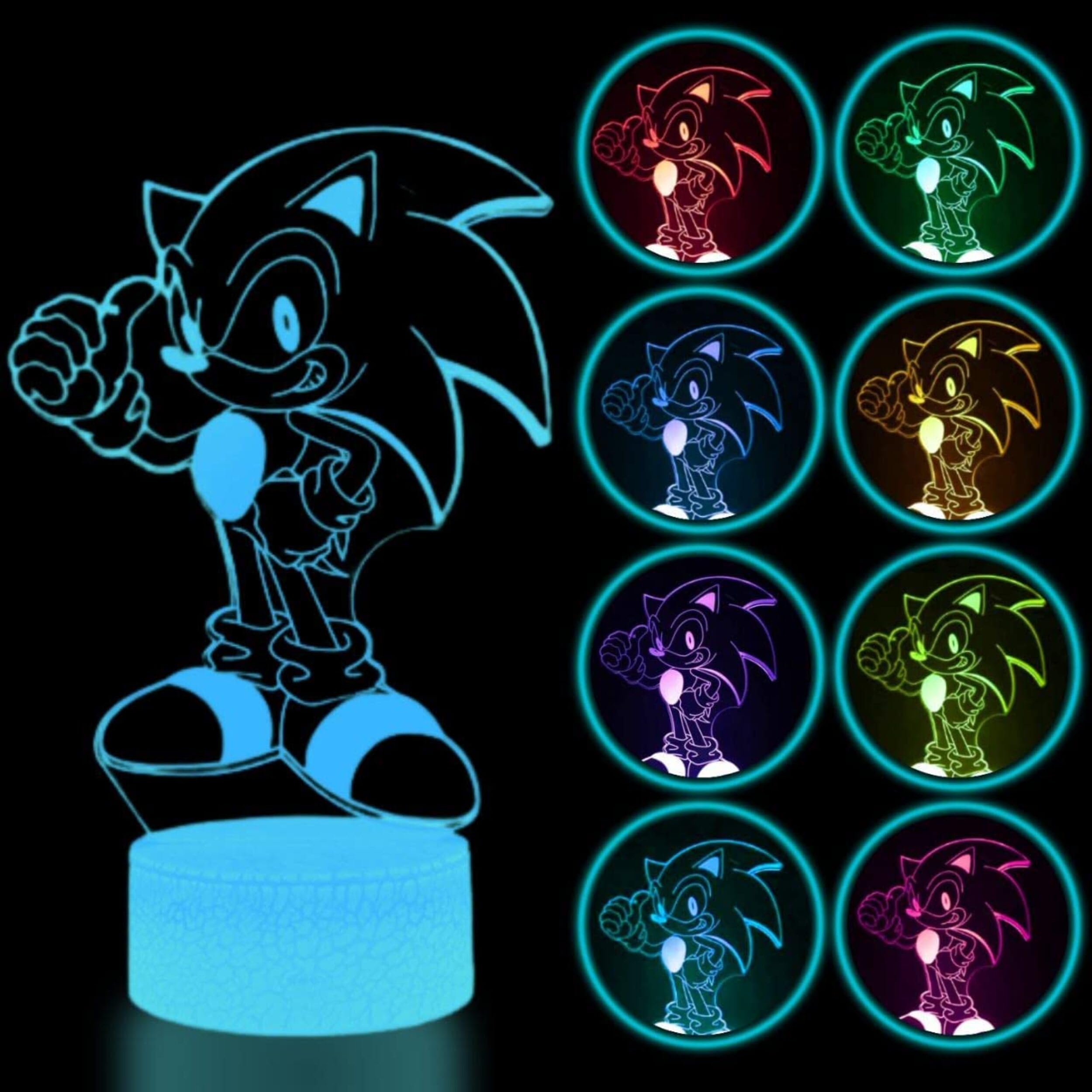 Sonic Night Light for Kids Sonic Lamp Led Night Lights 3D Illusion Lamps for Boys Room