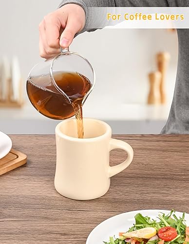 Miniatura 5 de Juego de 2 tazas de café de cerámica vintage, tazas de comedor retro pesadas de 10 onzas, gruesas y resistentes para café, cacao o leche, aptas para