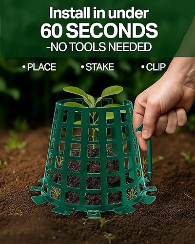Miniatura 3 de Protector de plástico para prevención de animales de árboles y plantas para césped, jardín, flores, verduras, arbustos y plantones, paquete de 3
